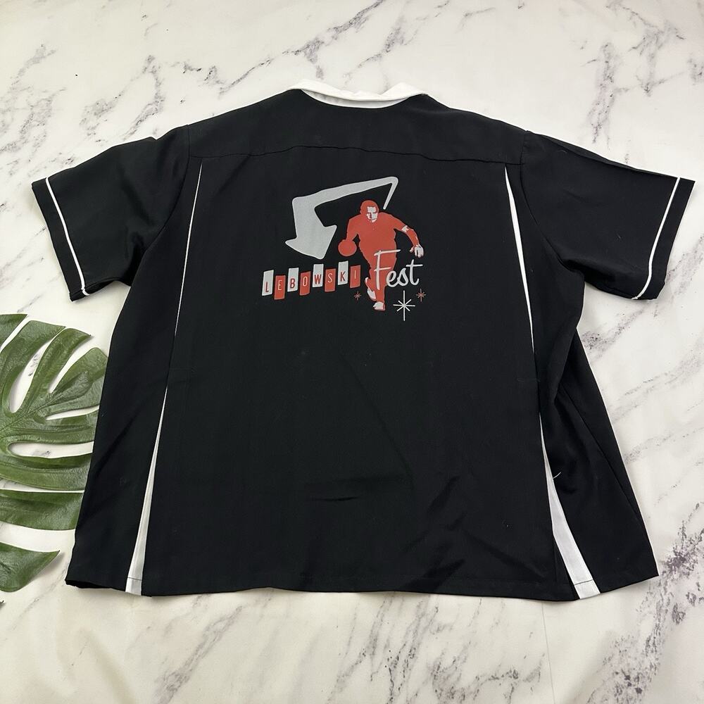 Big Lebowski Fest Mens Bowling Shirt Size 3x Black White Achiever Crusin USA
